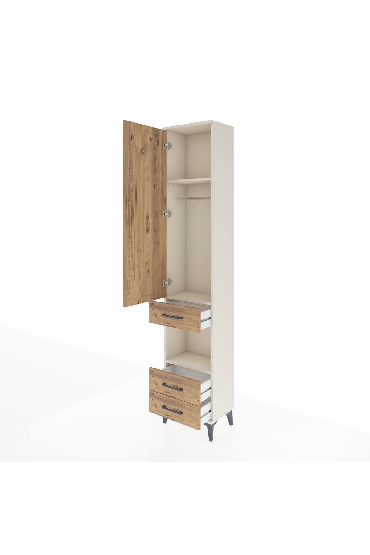 Arges Dolap 3 Raflı 3 Çekmeceli Tek Askılı 44x30x221 Aytaşı-Çam