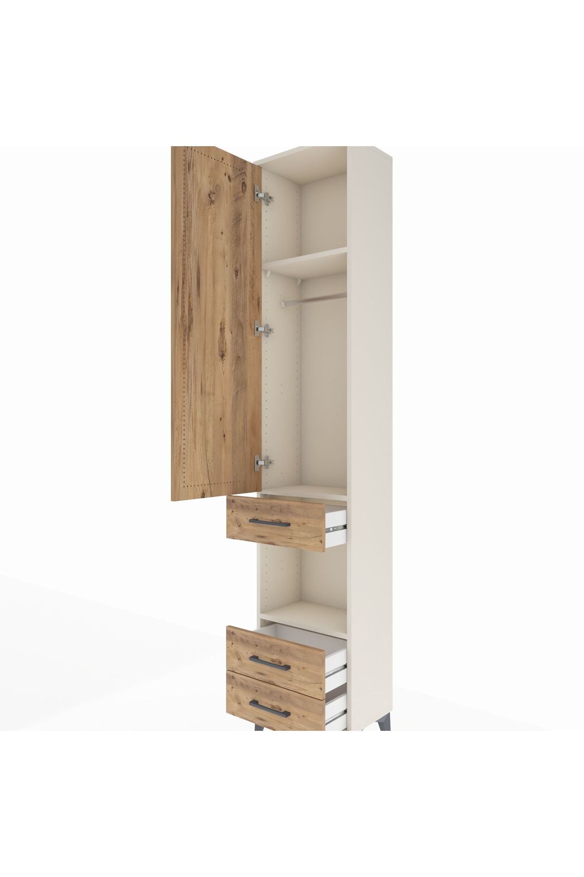 Arges Dolap 3 Raflı 3 Çekmeceli Tek Askılı 44x30x221 Aytaşı-Çam