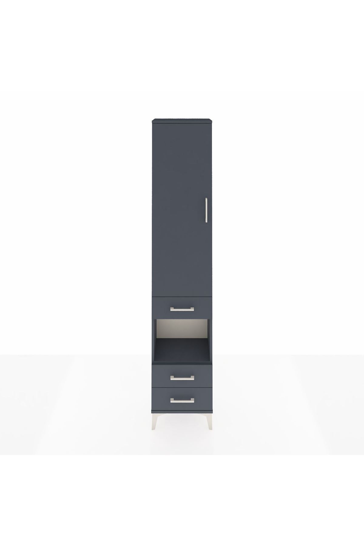 Arges Dolap 3 Raflı 3 Çekmeceli Tek Askılı 44x30x221 Antrasit-Antrasit