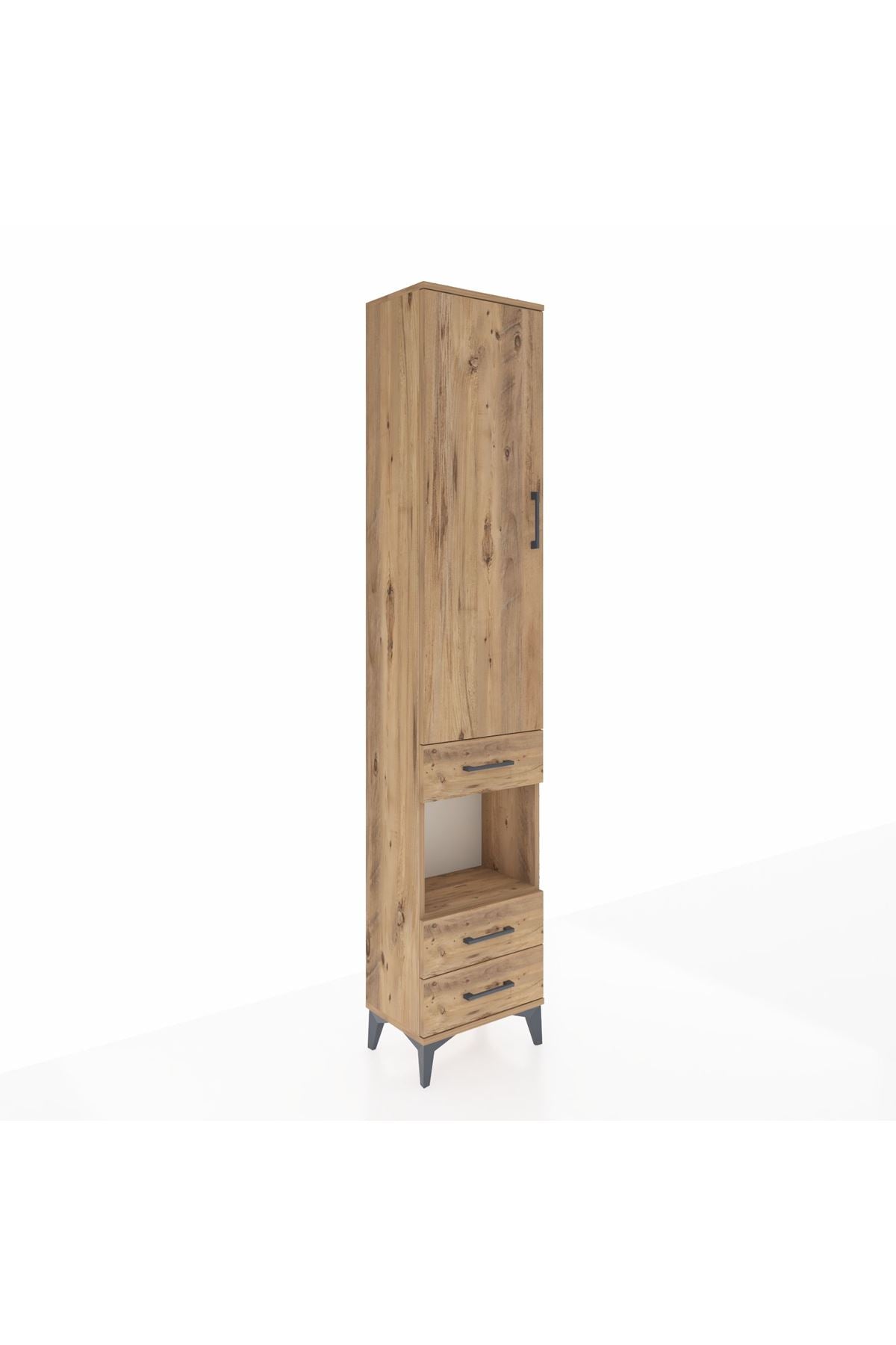 Arges Dolap 3 Raflı 3 Çekmeceli Tek Askılı 44x30x221 Çam-Çam