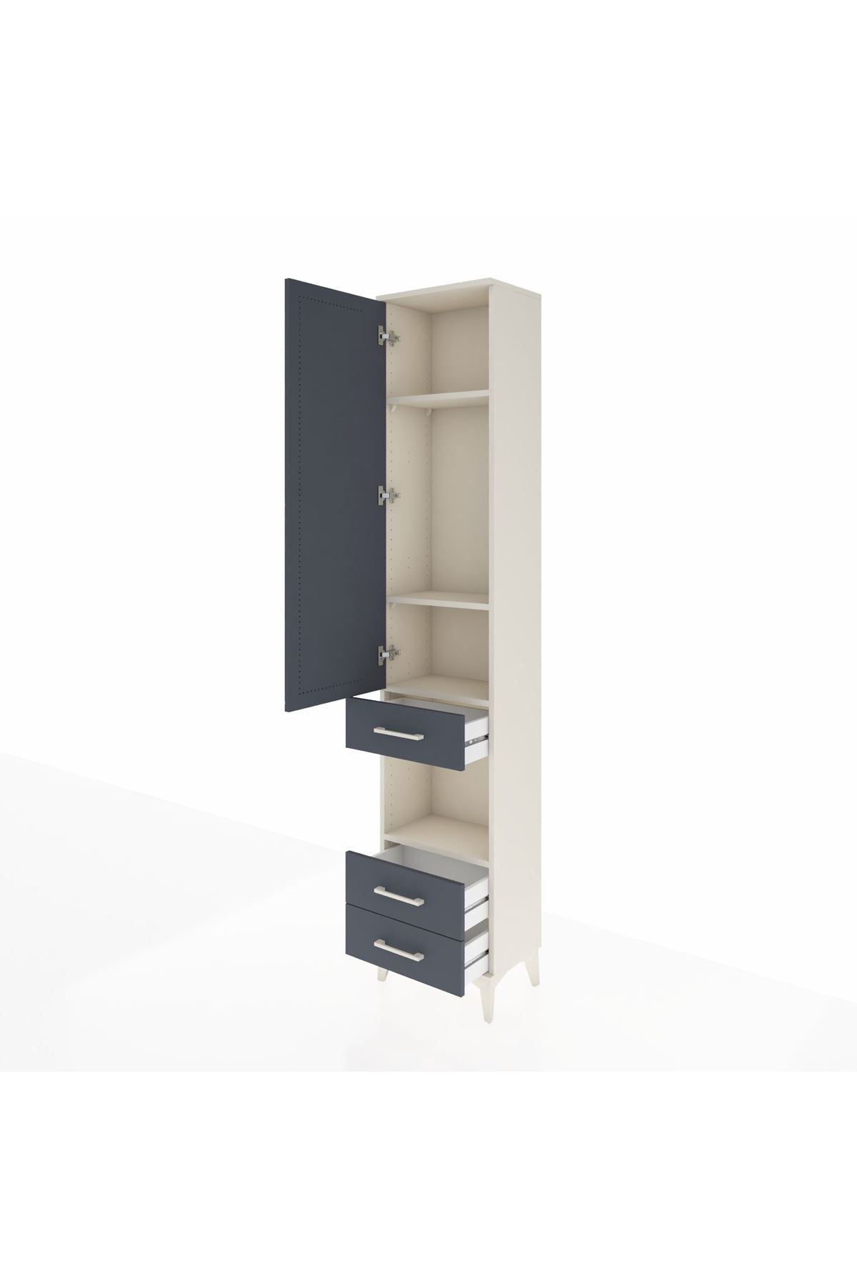 Arges Dolap 4 Raflı 3 Çekmeceli Tek Kapaklı 44x30x221 Aytaşı-Antrasit