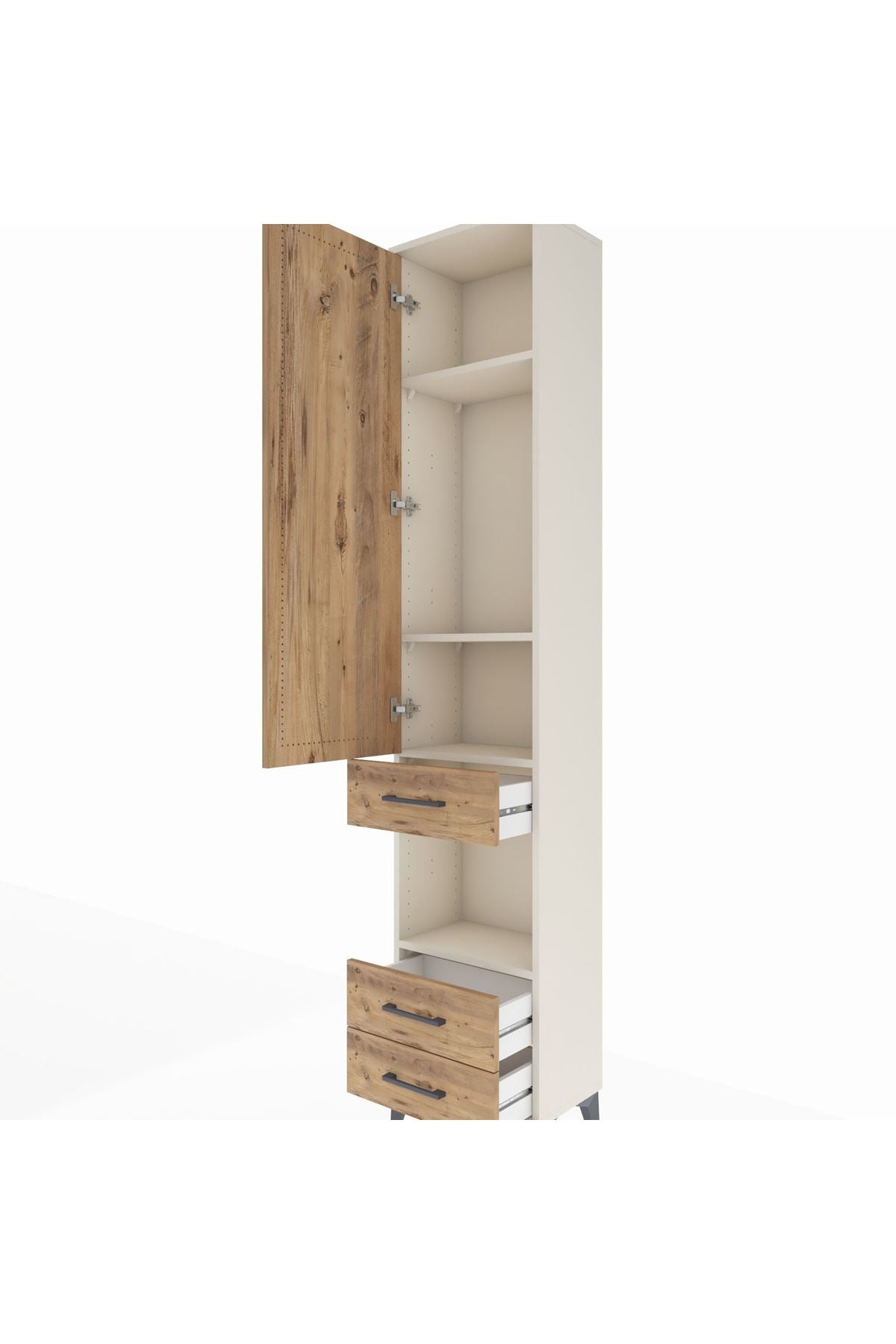 Arges Dolap 4 Raflı 3 Çekmeceli Tek Kapaklı 44x30x221 Aytaşı-Çam