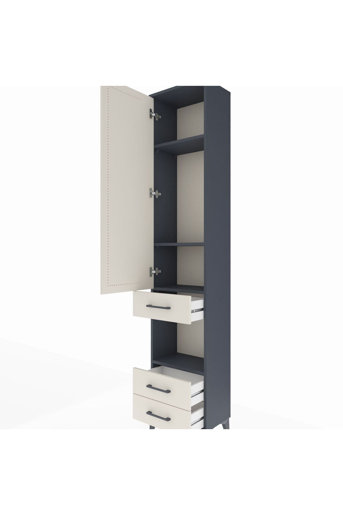 Arges Dolap 4 Raflı 3 Çekmeceli Tek Kapaklı 44x30x221 Antrasit-Aytaşı