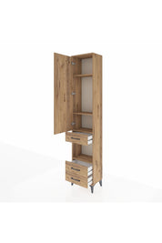 Arges Dolap 4 Raflı 3 Çekmeceli Tek Kapaklı 44x30x221 Çam-Çam