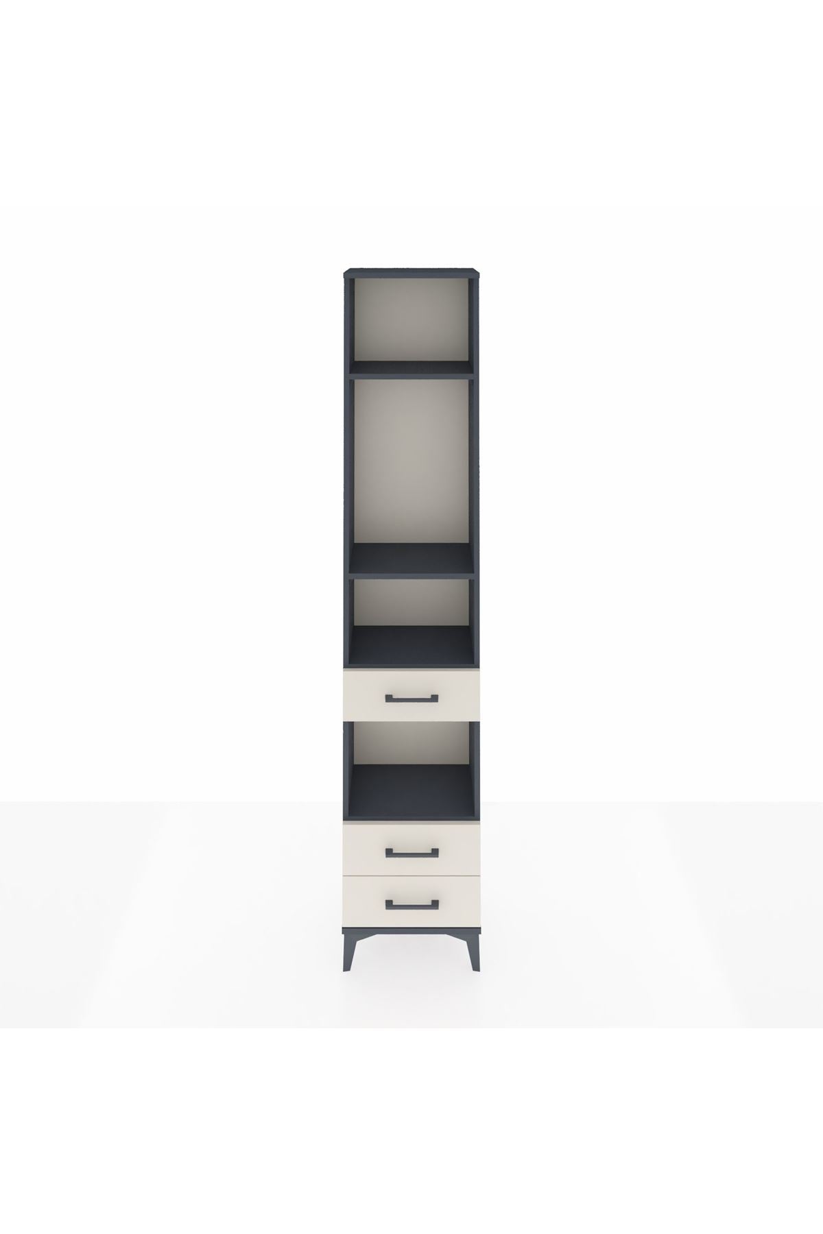 Arges Dolap 4 Raflı 3 Çekmeceli 44x30x221 Antrasit-Aytaşı