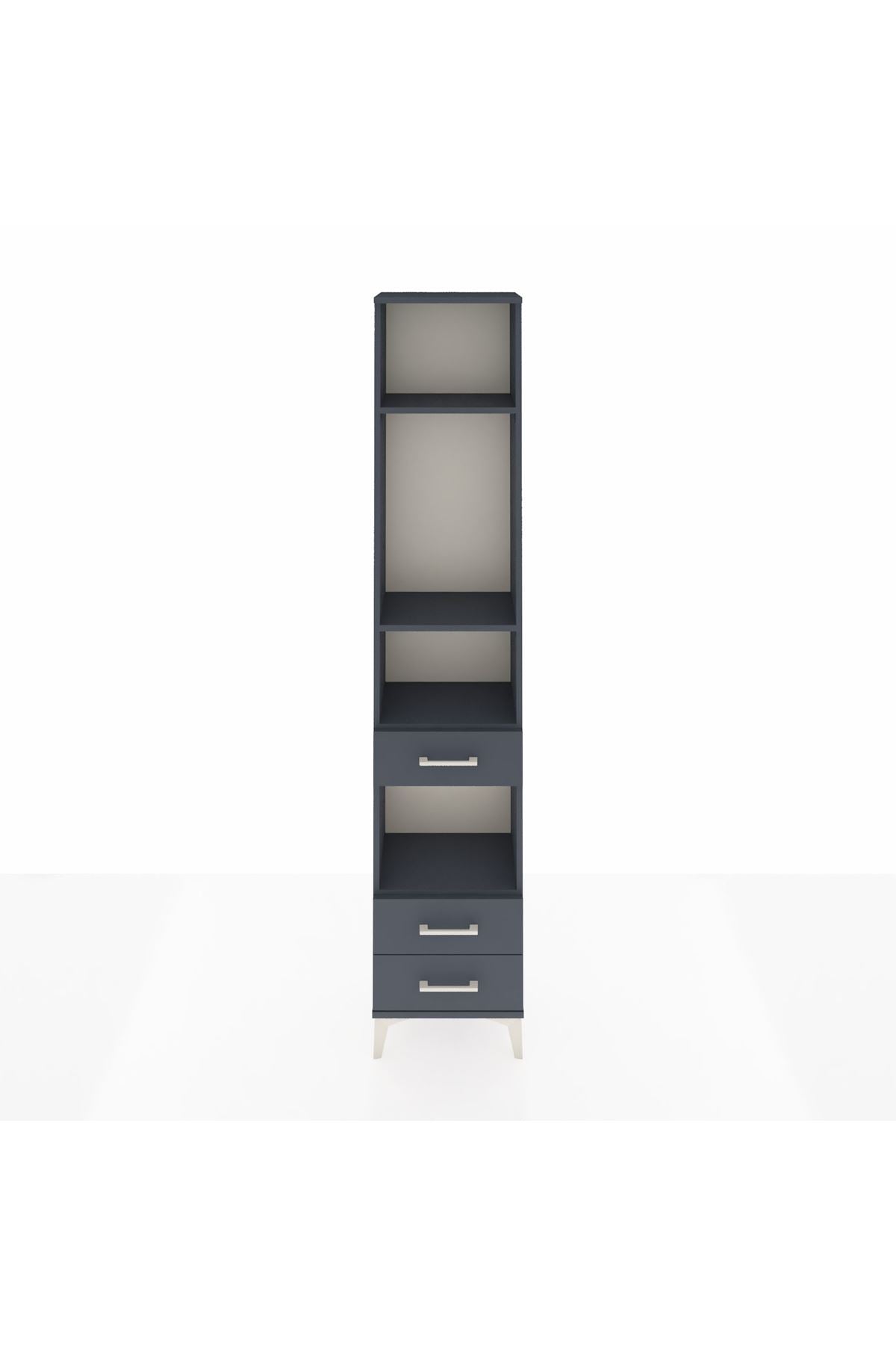 Arges Dolap 4 Raflı 3 Çekmeceli 44x30x221 Antrasit-Antrasit