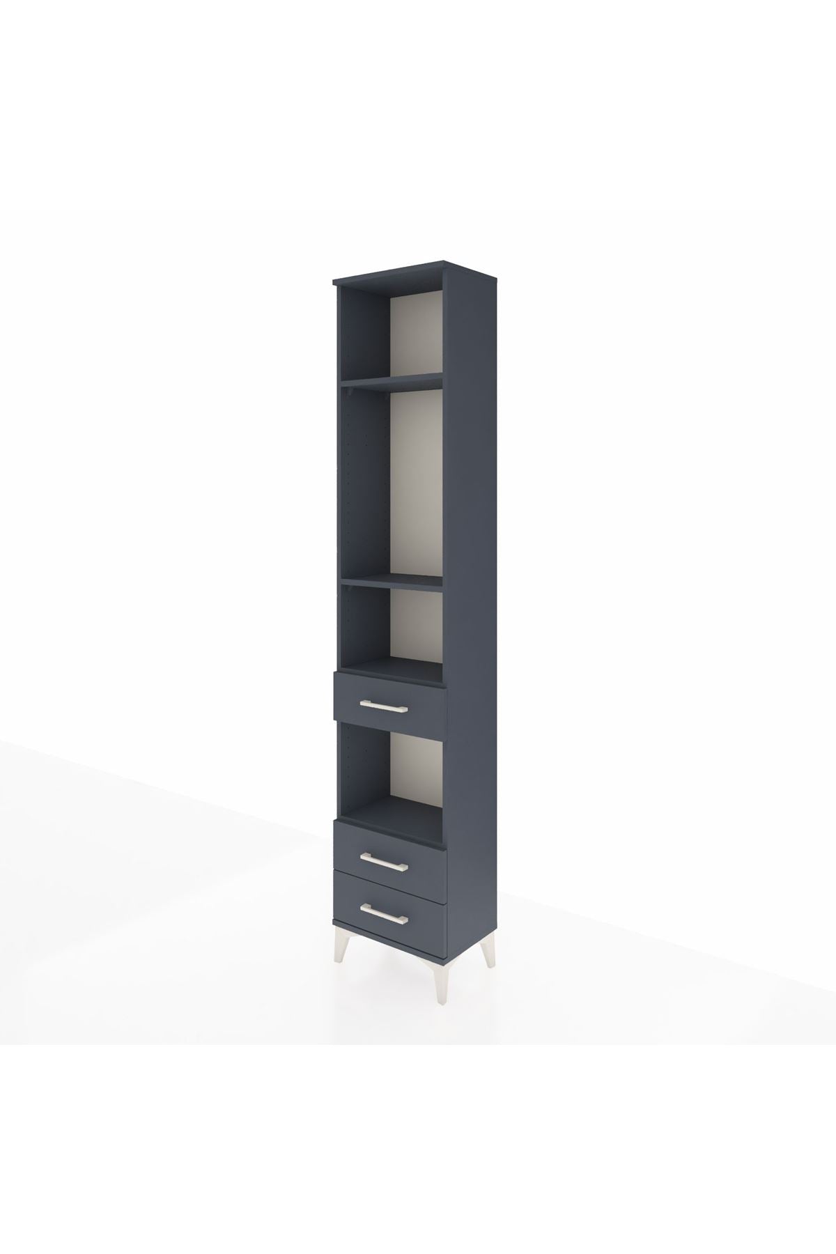 Arges Dolap 4 Raflı 3 Çekmeceli 44x30x221 Antrasit-Antrasit