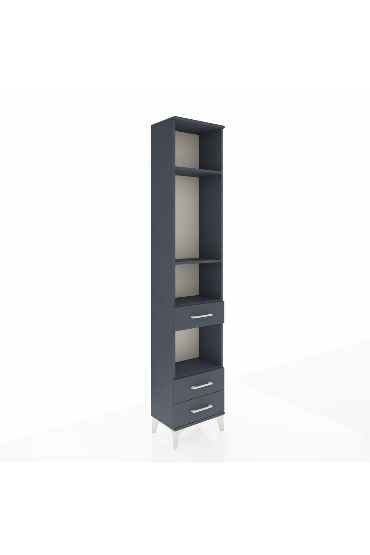 Arges Dolap 4 Raflı 3 Çekmeceli 44x30x221 Antrasit-Antrasit