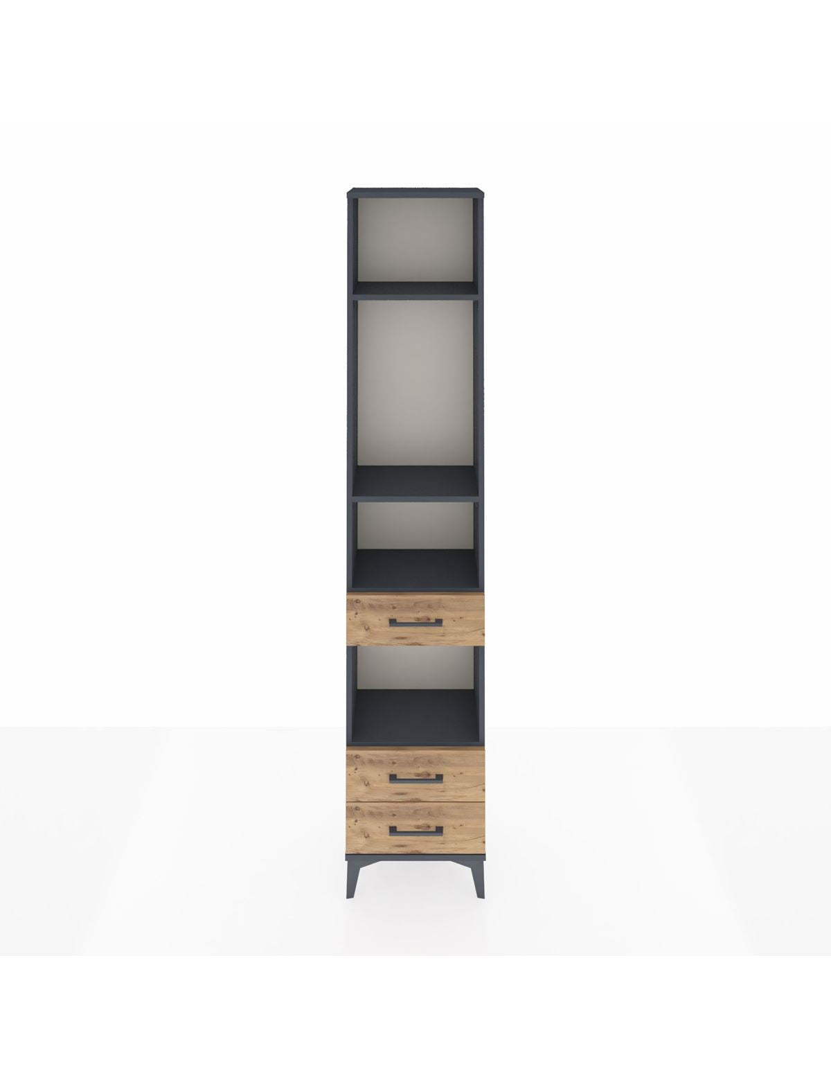 Arges Dolap 4 Raflı 3 Çekmeceli 44x30x221 Antrasit-Çam