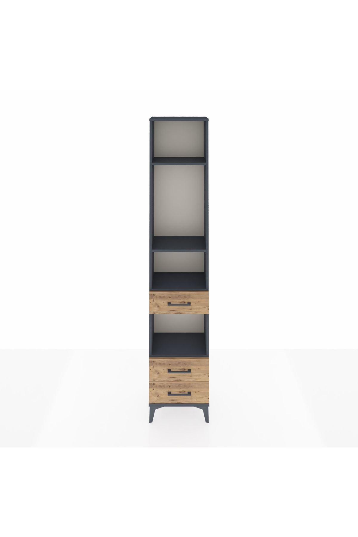 Arges Dolap 4 Raflı 3 Çekmeceli 44x30x221 Antrasit-Çam