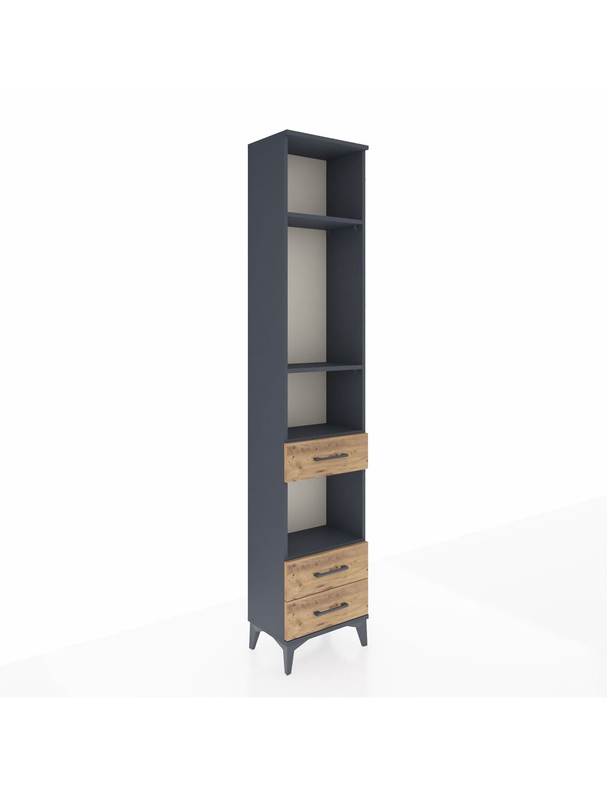 Arges Dolap 4 Raflı 3 Çekmeceli 44x30x221 Antrasit-Çam