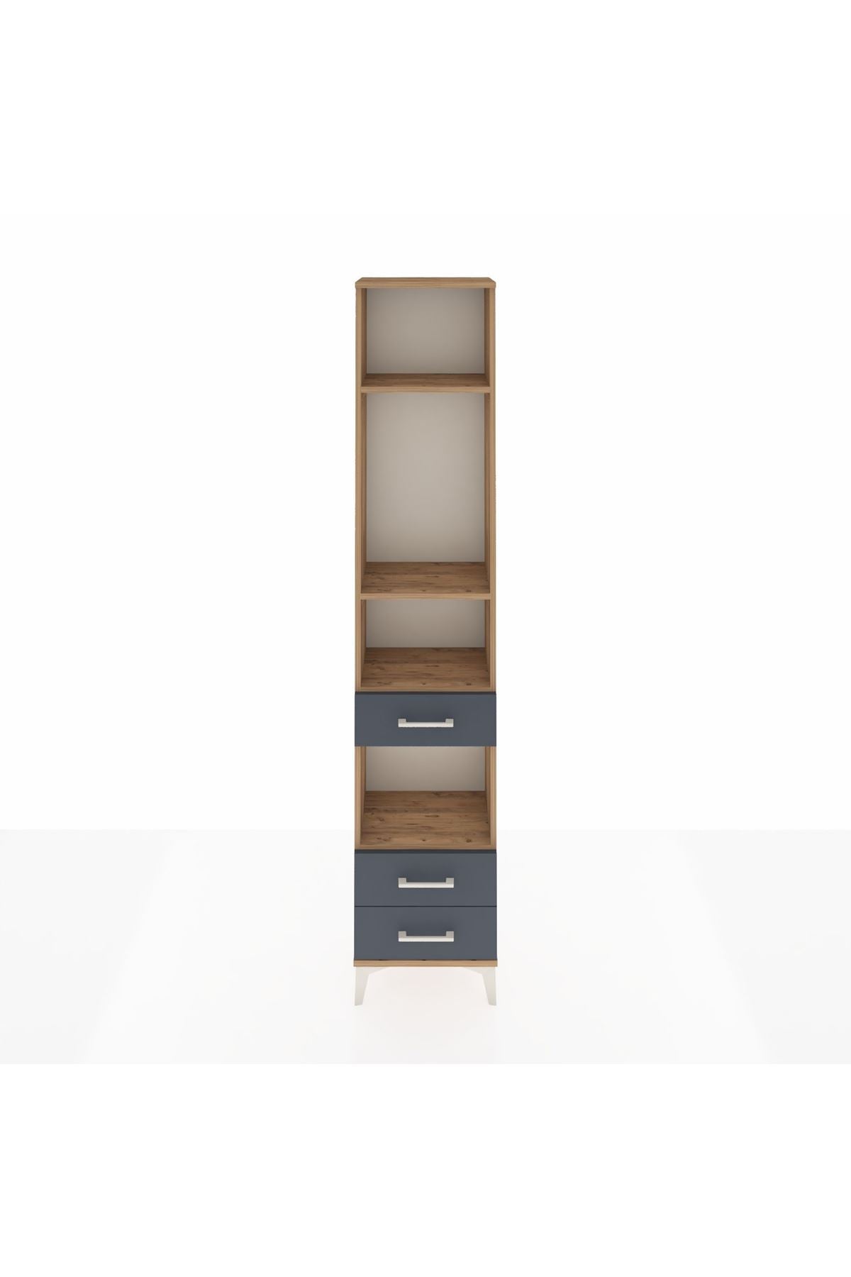 Arges Dolap 4 Raflı 3 Çekmeceli 44x30x221 Çam-Antrasit