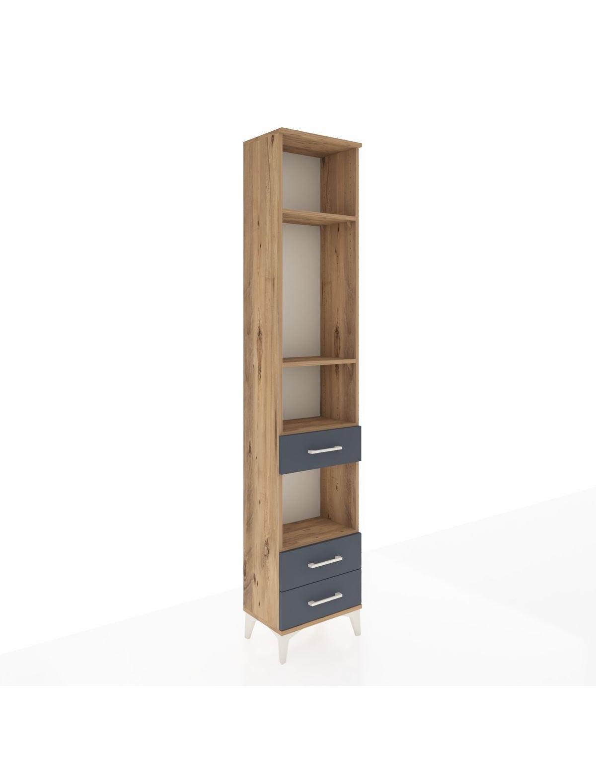 Arges Dolap 4 Raflı 3 Çekmeceli 44x30x221 Çam-Antrasit