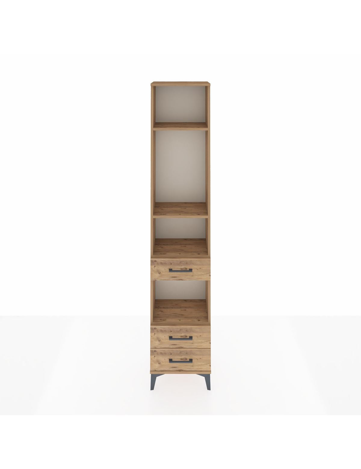 Arges Dolap 4 Raflı 3 Çekmeceli 44x30x221 Çam-Çam