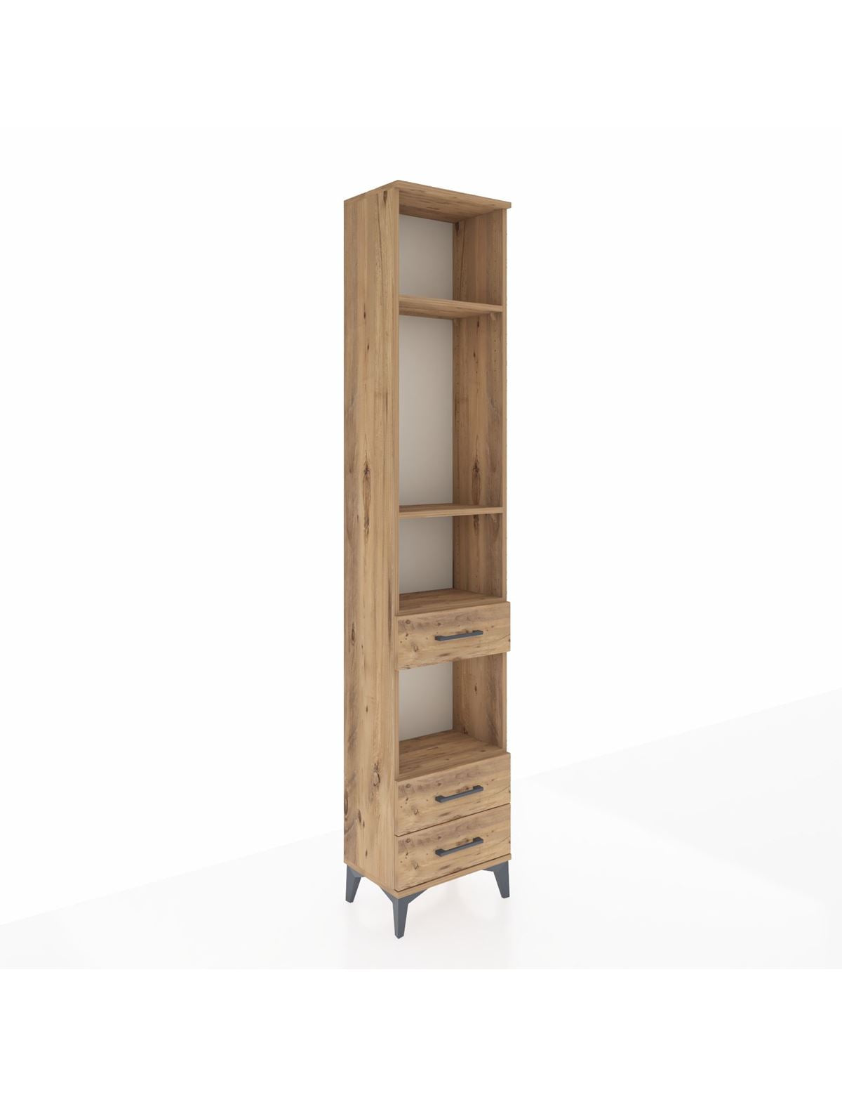 Arges Dolap 4 Raflı 3 Çekmeceli 44x30x221 Çam-Çam