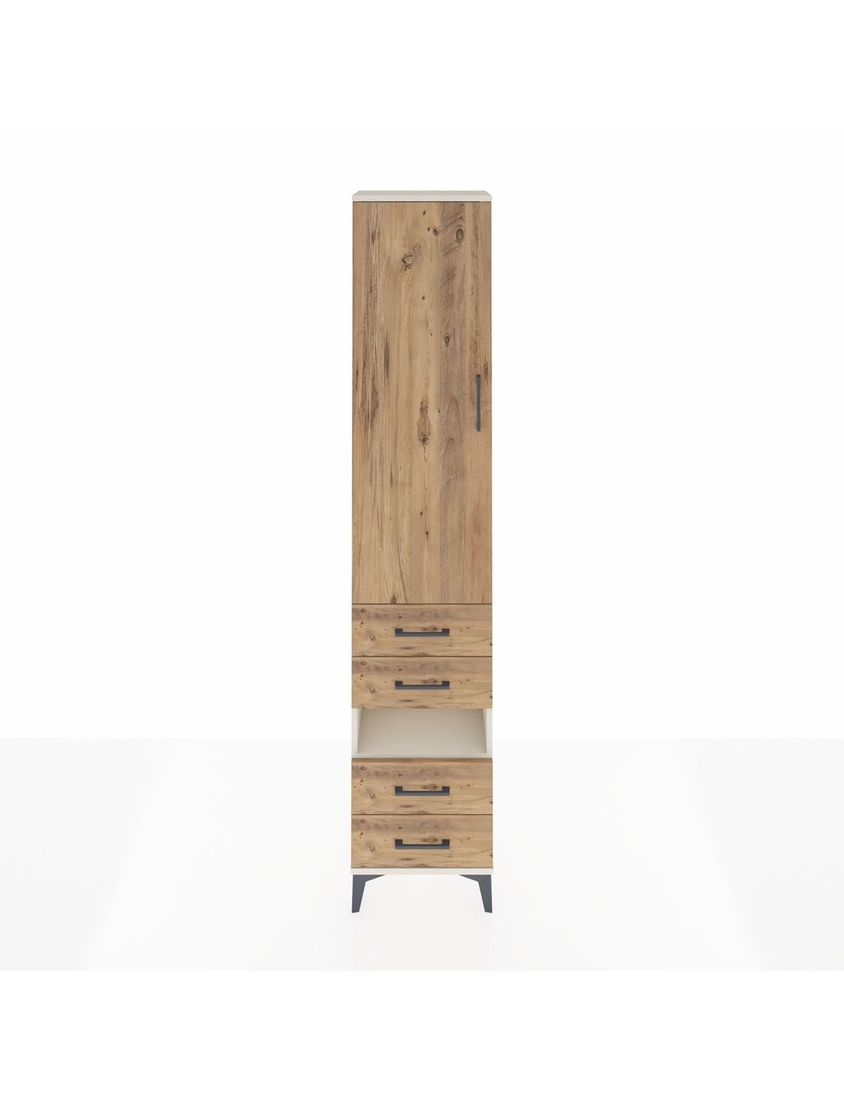 Arges Dolap 3 Raflı 4 Çekmeceli Tek Askılı 44x30x221 Aytaşı-Çam