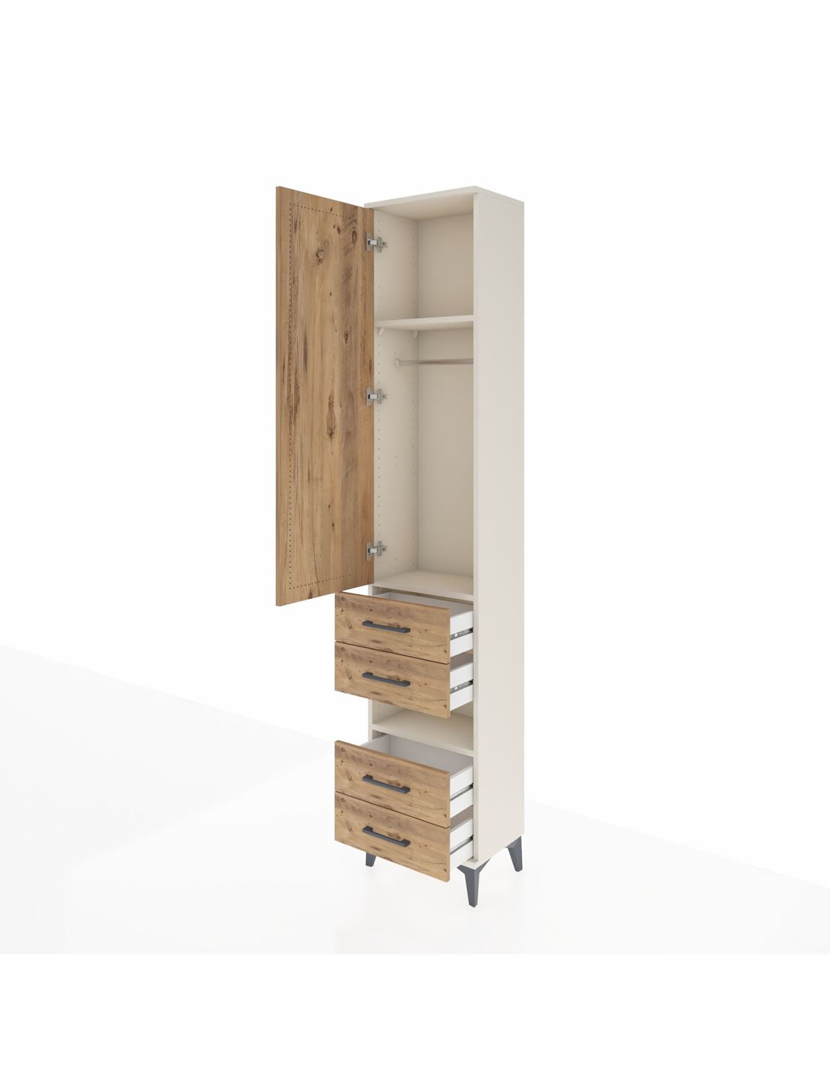 Arges Dolap 3 Raflı 4 Çekmeceli Tek Askılı 44x30x221 - S28M094V3A