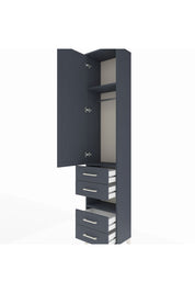 Arges Dolap 3 Raflı 4 Çekmeceli Tek Askılı 44x30x221 Antrasit-Antrasit
