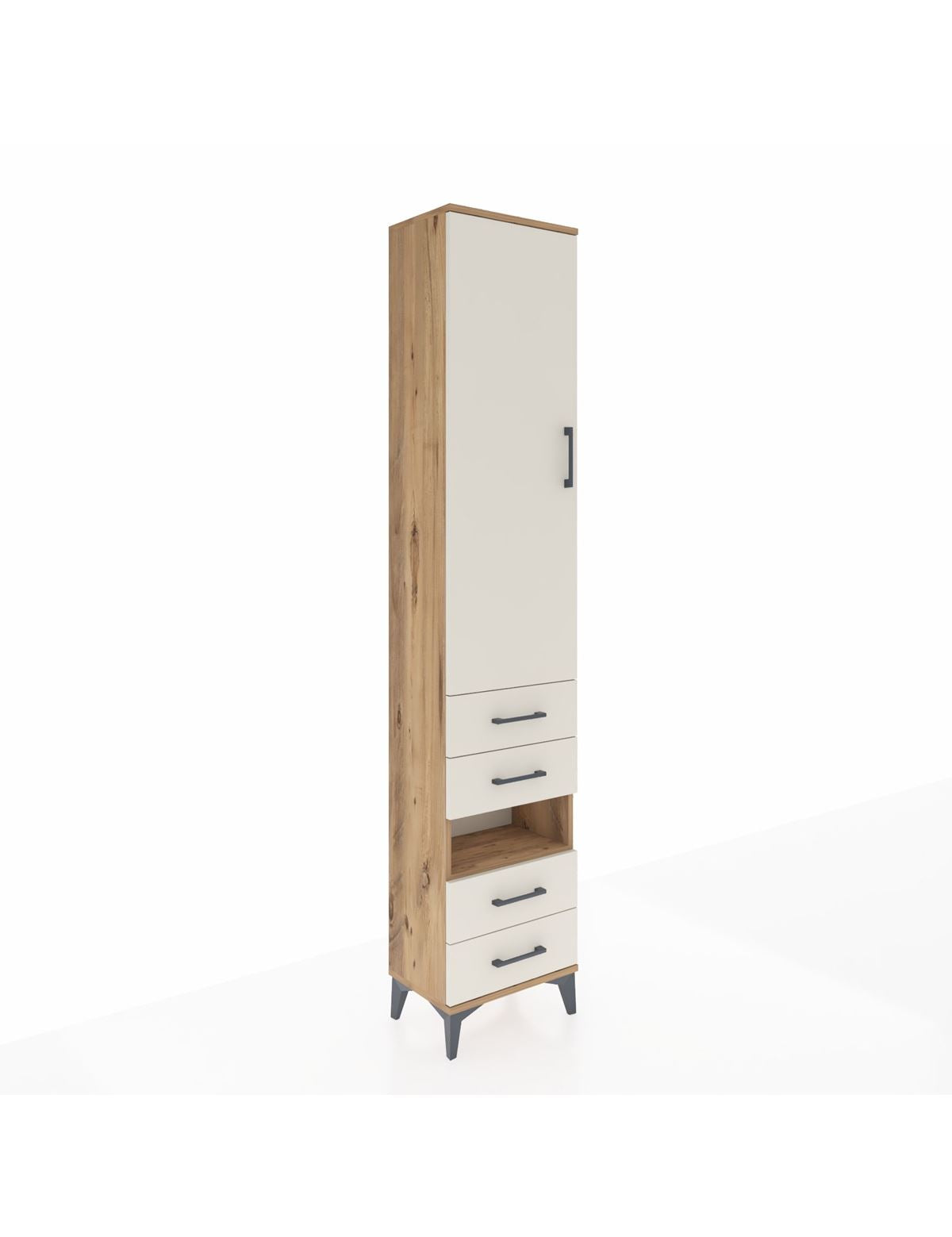 Arges Dolap 3 Raflı 4 Çekmeceli Tek Askılı 44x30x221 Çam-Aytaşı