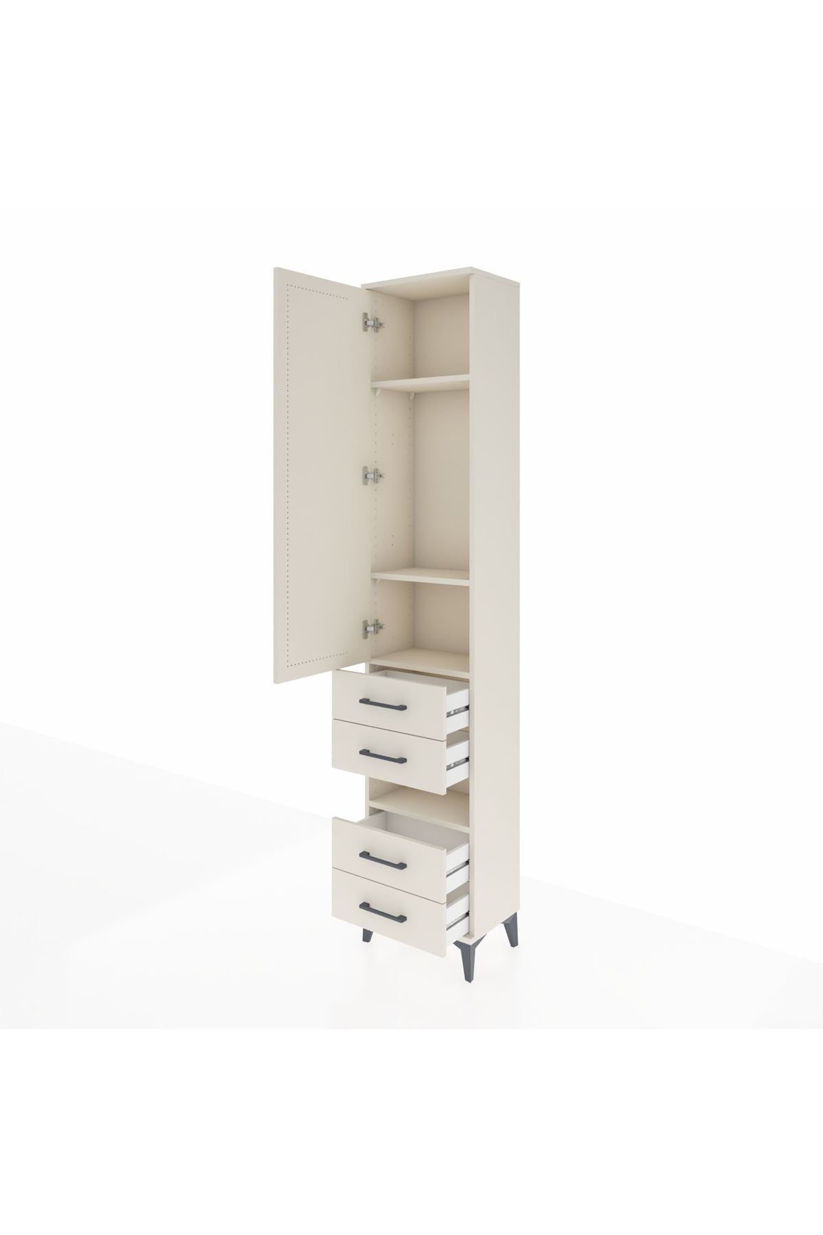 Arges Dolap 4 Raflı 4 Çekmeceli Tek Kapaklı 44x30x221 Aytaşı-Aytaşı