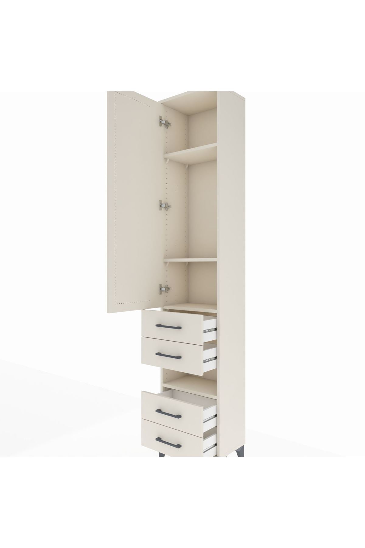 Arges Dolap 4 Raflı 4 Çekmeceli Tek Kapaklı 44x30x221 Aytaşı-Aytaşı