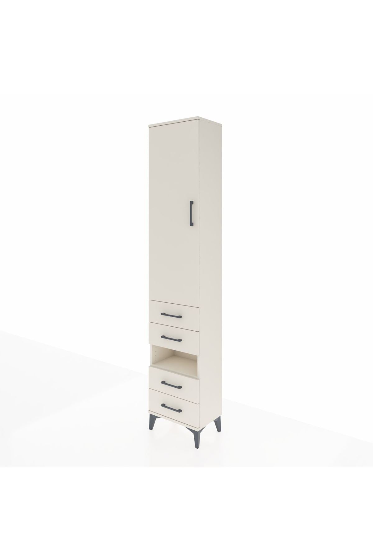 Arges Dolap 4 Raflı 4 Çekmeceli Tek Kapaklı 44x30x221 Aytaşı-Aytaşı