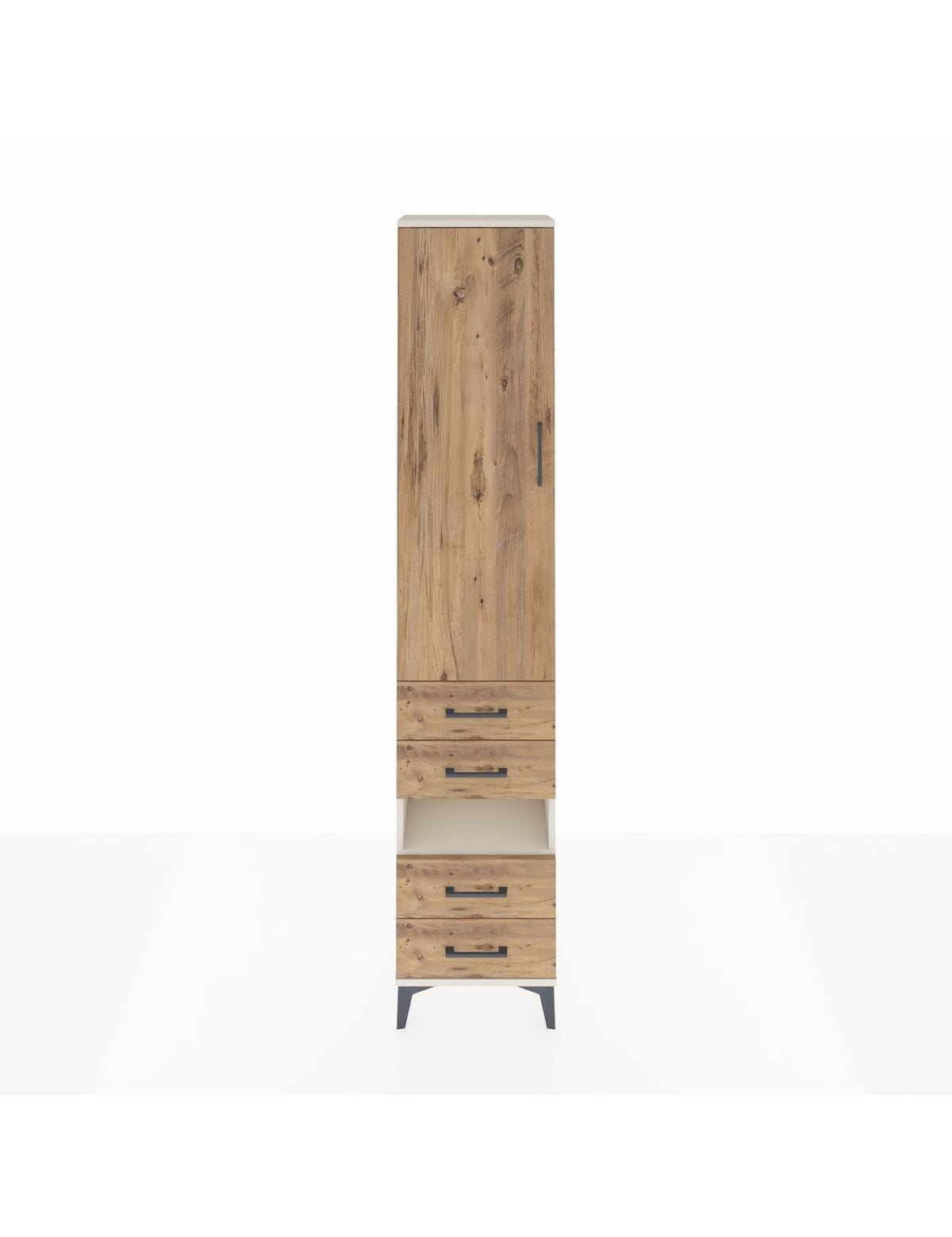 Arges Dolap 4 Raflı 4 Çekmeceli Tek Kapaklı 44x30x221 Aytaşı-Çam