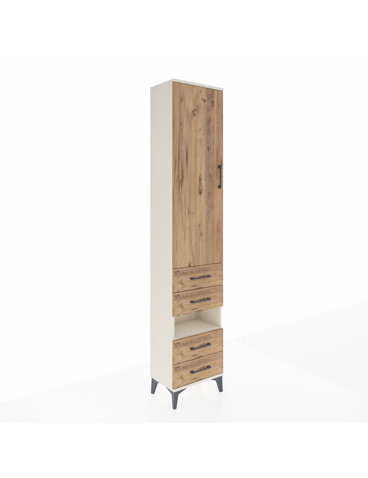 Arges Dolap 4 Raflı 4 Çekmeceli Tek Kapaklı 44x30x221 Aytaşı-Çam