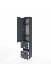 Arges Dolap 4 Raflı 4 Çekmeceli Tek Kapaklı 44x30x221 Antrasit-Antrasit