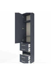 Arges Dolap 4 Raflı 4 Çekmeceli Tek Kapaklı 44x30x221 Antrasit-Antrasit
