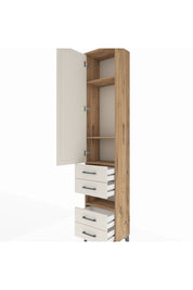 Arges Dolap 4 Raflı 4 Çekmeceli Tek Kapaklı 44x30x221 Çam-Aytaşı