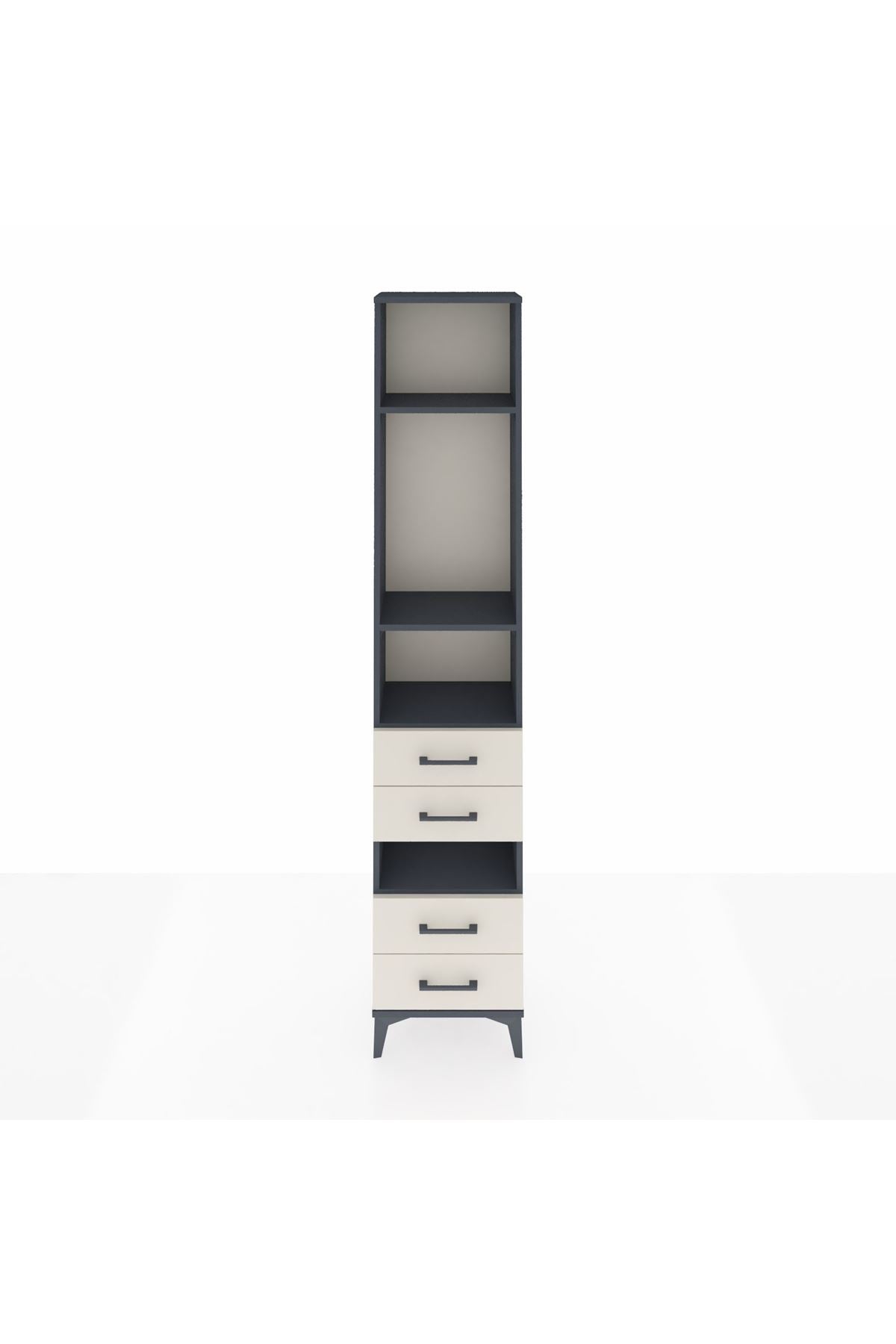 Arges Dolap 4 Raflı 4 Çekmeceli 44x30x221 Antrasit-Aytaşı