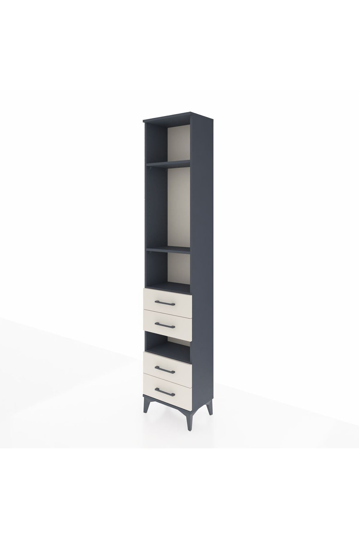 Arges Dolap 4 Raflı 4 Çekmeceli 44x30x221 Antrasit-Aytaşı