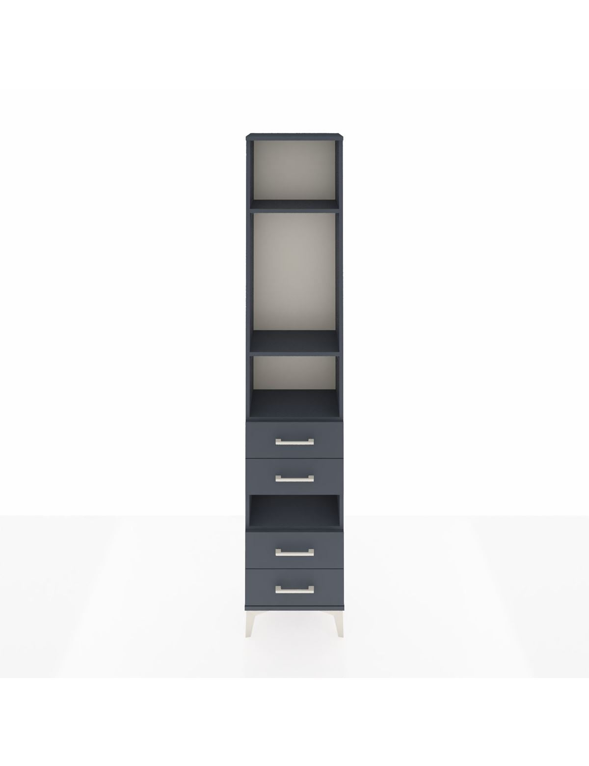 Arges Dolap 4 Raflı 4 Çekmeceli 44x30x221 Antrasit-Antrasit