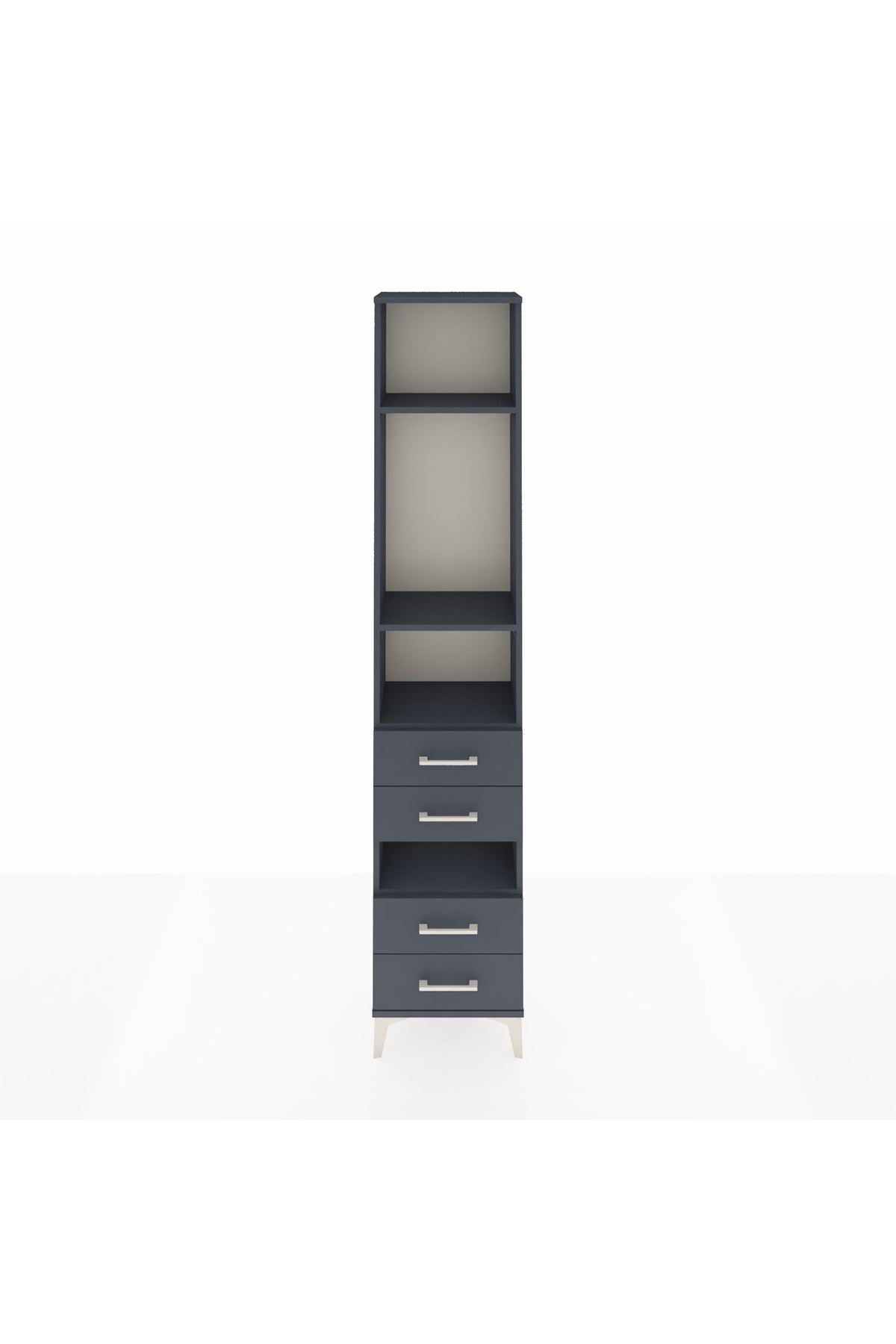 Arges Dolap 4 Raflı 4 Çekmeceli 44x30x221 Antrasit-Antrasit