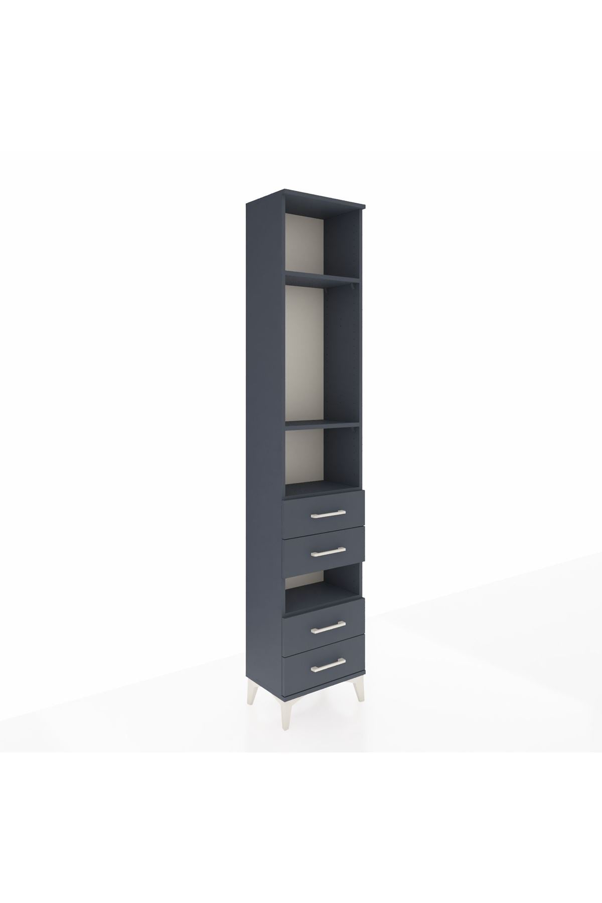 Arges Dolap 4 Raflı 4 Çekmeceli 44x30x221 Antrasit-Antrasit