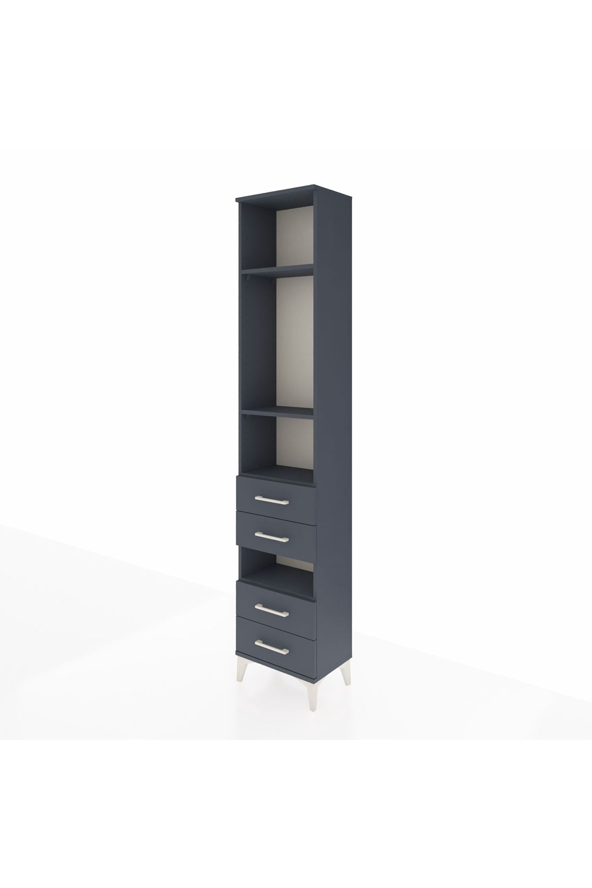 Arges Dolap 4 Raflı 4 Çekmeceli 44x30x221 Antrasit-Antrasit