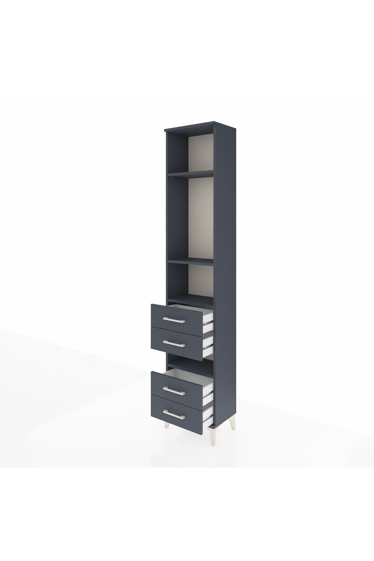 Arges Dolap 4 Raflı 4 Çekmeceli 44x30x221 Antrasit-Antrasit