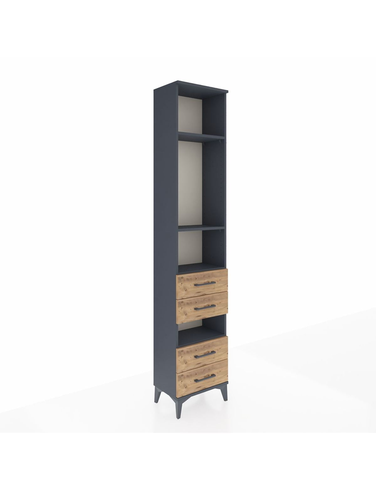 Arges Dolap 4 Raflı 4 Çekmeceli 44x30x221 Antrasit-Çam