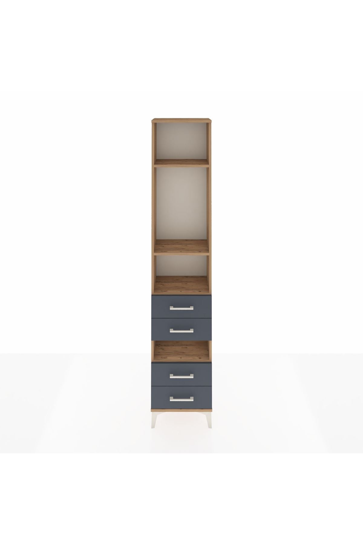 Arges Dolap 4 Raflı 4 Çekmeceli 44x30x221 Çam-Antrasit