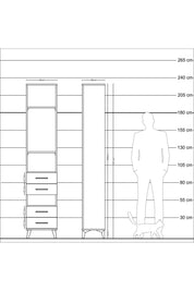 Arges Dolap 4 Raflı 4 Çekmeceli 44x30x221 Çam-Aytaşı