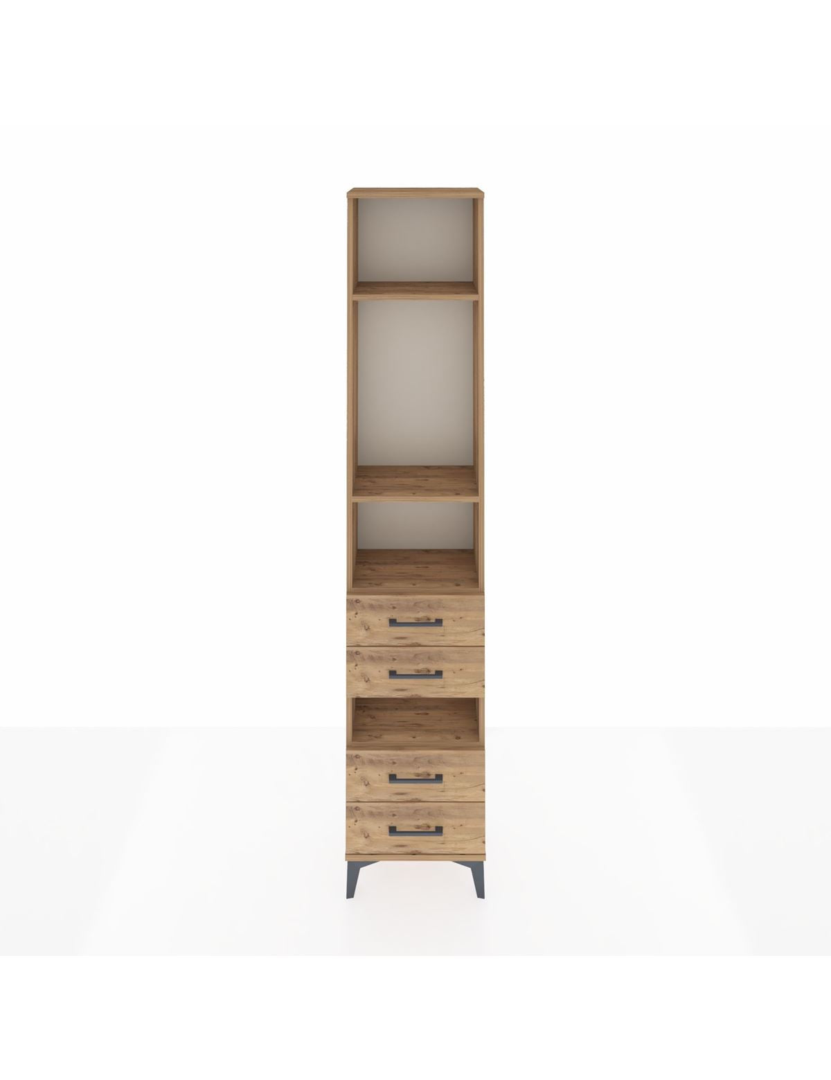 Arges Dolap 4 Raflı 4 Çekmeceli 44x30x221 Çam-Çam