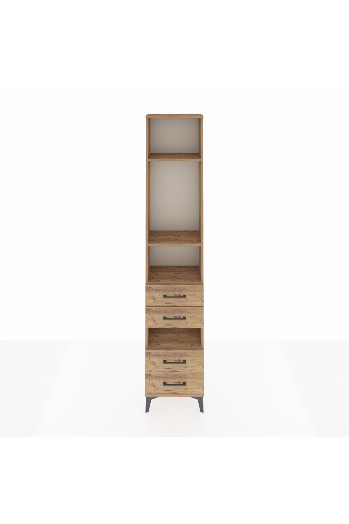 Arges Dolap 4 Raflı 4 Çekmeceli 44x30x221 Çam-Çam