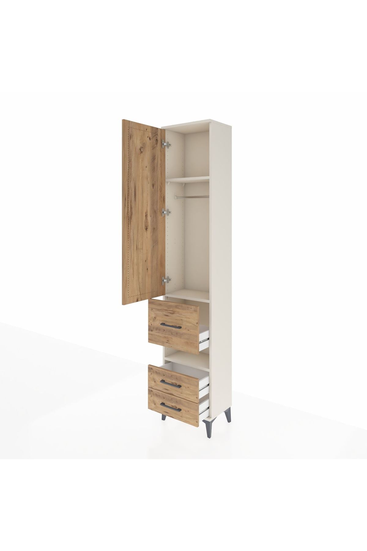 Arges Dolap 3 Raflı 3 Çekmeceli Tek Askılı 44x30x221 Aytaşı-Çam