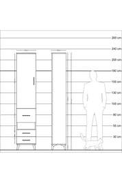 Arges Dolap 3 Raflı 3 Çekmeceli Tek Askılı 44x30x221 Aytaşı-Çam