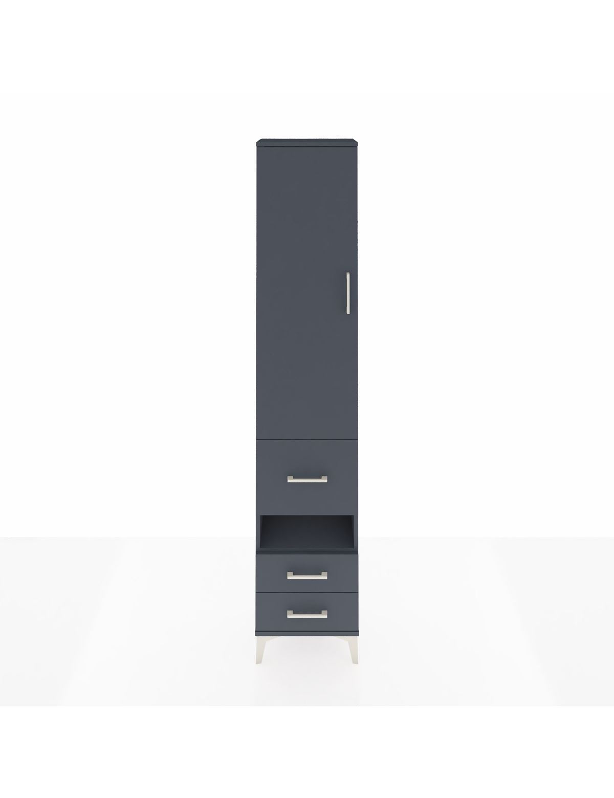 Arges Dolap 3 Raflı 3 Çekmeceli Tek Askılı 44x30x221 Antrasit-Antrasit