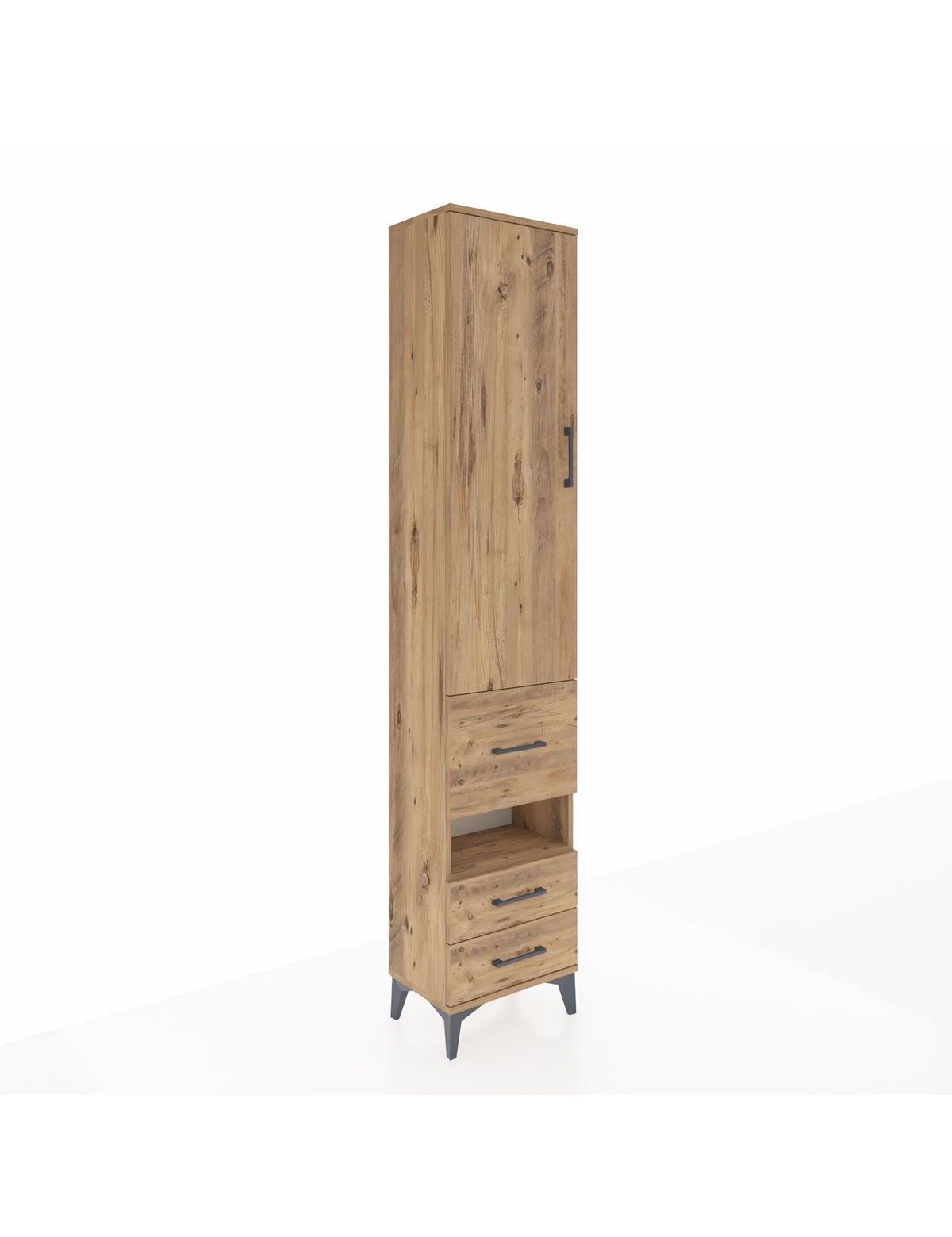 Arges Dolap 3 Raflı 3 Çekmeceli Tek Askılı 44x30x221 Çam-Çam