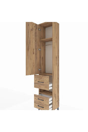 Arges Dolap 3 Raflı 3 Çekmeceli Tek Askılı 44x30x221 Çam-Çam