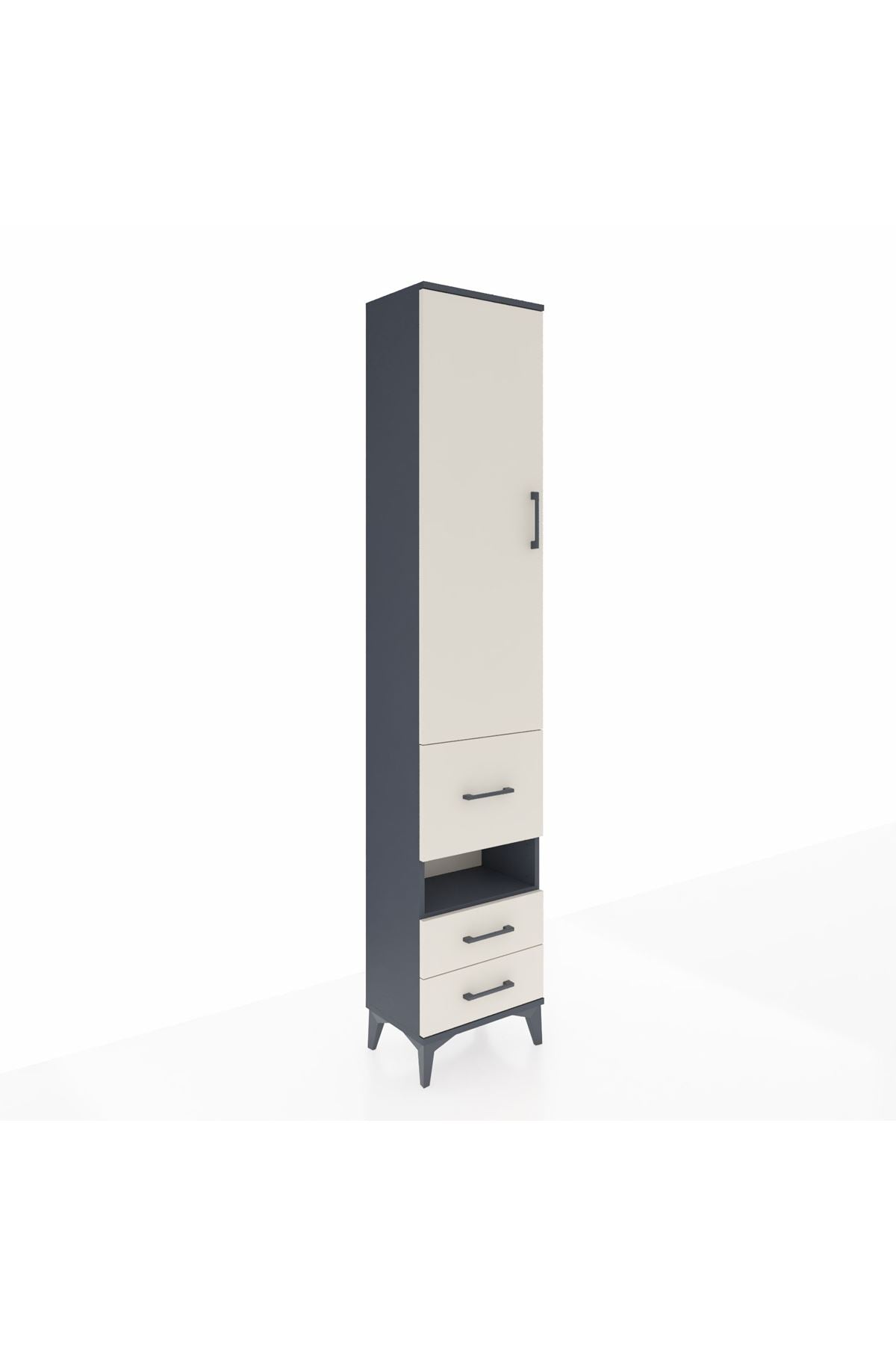 Arges Dolap 4 Raflı 3 Çekmeceli Tek Kapaklı 44x30x221 Antrasit-Aytaşı