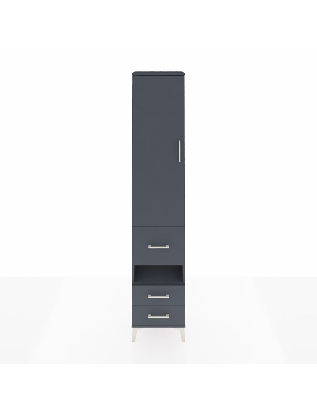 Arges Dolap 4 Raflı 3 Çekmeceli Tek Kapaklı 44x30x221 Antrasit-Antrasit